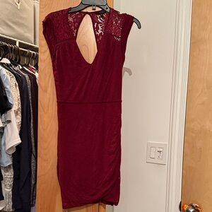 Express Burgundy Backless Lace Dress